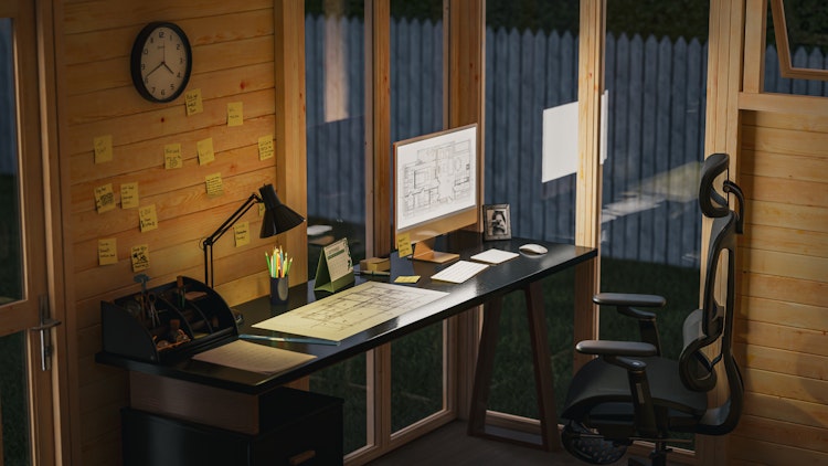 Bertilo Element-Gartenhaus Cubus 3 Office inkl. Lounge-Anbau - 19 mm