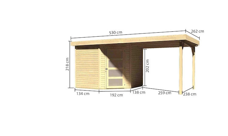 Karibu Woodfeeling Gartenhaus Schwandorf 3/5 inkl. 275 cm Schleppdach - 19 mm