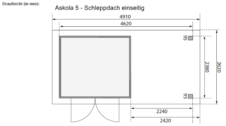 Karibu Woodfeeling Gartenhaus Askola 2/3/3,5/4/5 m. 240 cm Schleppdach/Seiten- und Rückwand in Lamellenoptik