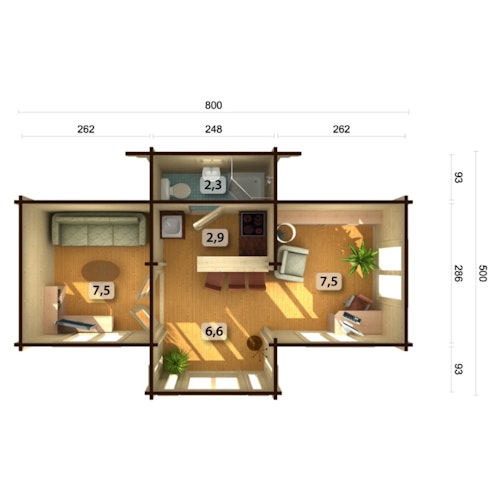 Palmako Ferienhaus Anna 26,8 m² - 70 mm