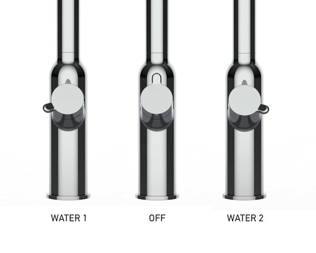 4 Wege Wasserhahn Küchenarmatur, BOD, mit 360° schwenkbarem Auslauf, abnehmbare 2 strahl Handbrause, Schwarz Matt / Blau