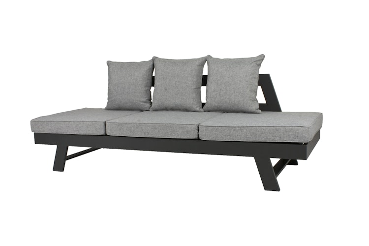 Garden Pleasure Funktionssofa DONNA, Aluminium Schwarz / 100 % Polyester Grau
