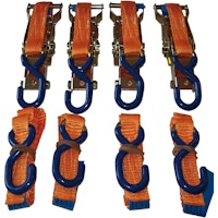 4x Motorrad-Zurrgurt, L1500 mm, LC 450 daN, orange