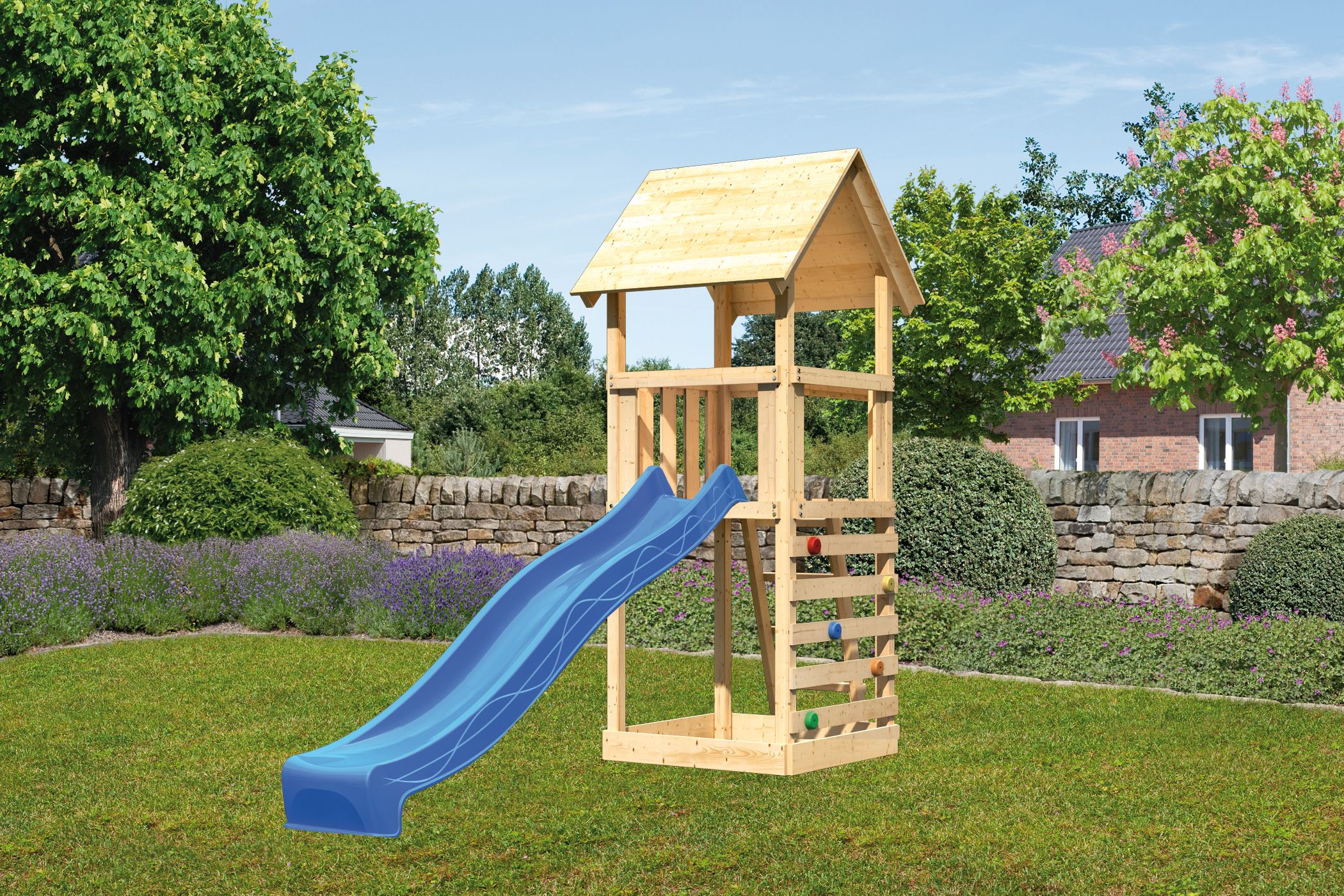 Akubi Kinderspielturm Lotti inkl. Kletterwand und Rutsche