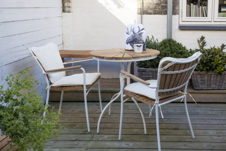 Cinas Kaffeetisch ELLEN, Ø 80 cm, Aluminium / Teak