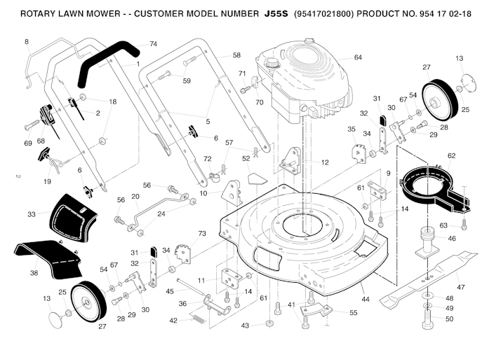 Husqvarna Rasenmäher gelegentliche Nutzung 95417021800 J 55S