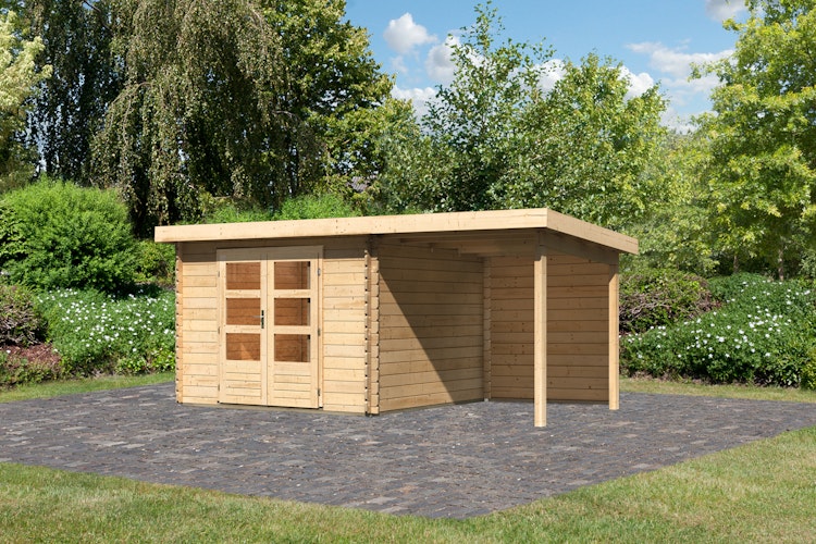 Karibu Woodfeeling Gartenhaus Bastrup 5 naturbelassen - 28 mm