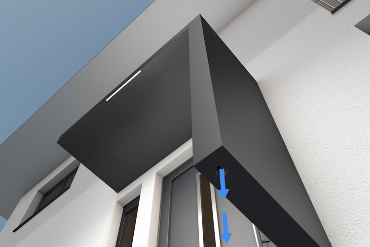 Gutta Rechteckvordach BS Plus 300 Sondermaß inkl. Seitenteil  (neues Modell)