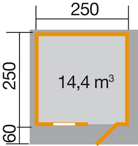 Weka 45 mm Gartenhaus 131 mit Vordach (60 cm)