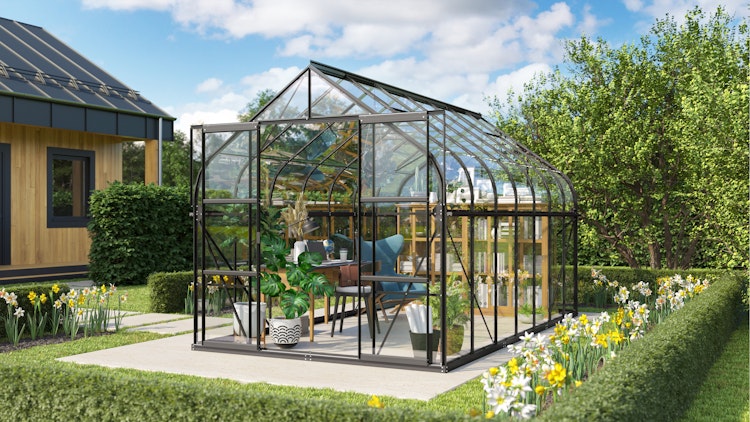 Vitavia Gewächshaus Dione/Diana 11500 inkl. 4 Dachfenster und Stahlfundamentrahmen - 11,5 m²