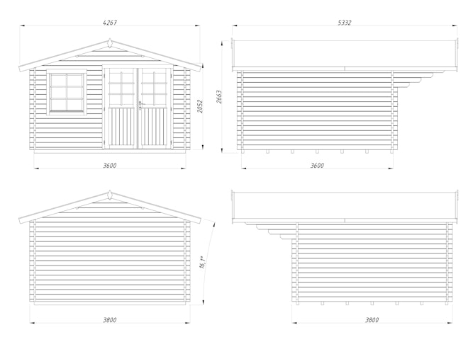 Palmako Gartenhaus Sally 12,3 m² - 44 mm