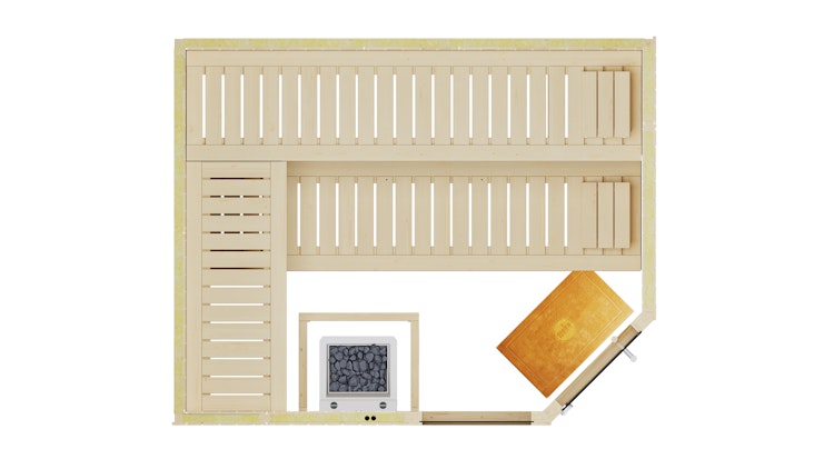 Weka Elementsauna Varberg 4 Trend Familiensauna mit Eckeinstieg & weiß lasierten Fronten - 68 mm