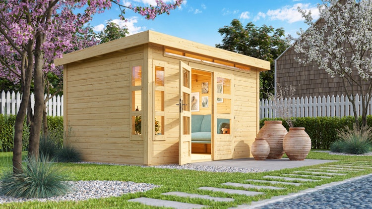 Karibu Premium Gartenhaus Kastorf 6/7 mit Fensterecke - 28 mm
