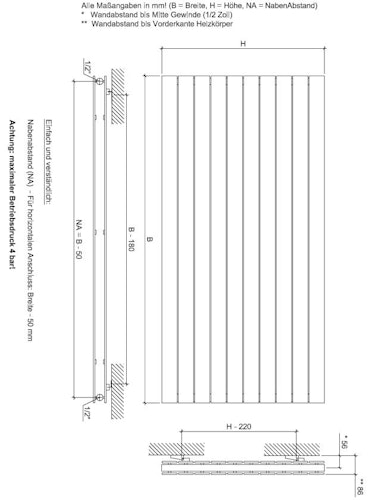 Ximax Raumheizkörper P1 horizontal anthrazit
