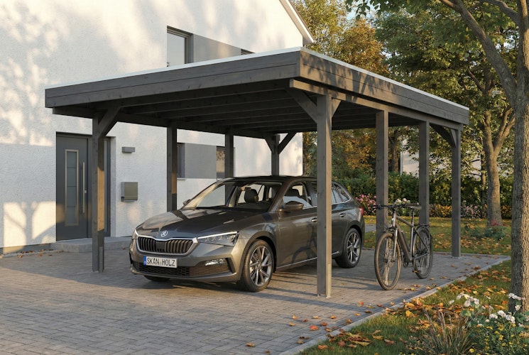 Skan Holz Friesland - Flachdach Carport aus Nadelholz Breite 402 cm