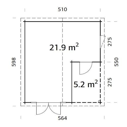 Palmako Gartenhaus Irene 21,9+5,2 m² - 44 mm