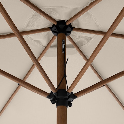 doppler Mittelmastschirm LIFE Woodstyle 305 Lift, Aluminium Holzoptik / 100 % Polyester 180 g/m² 