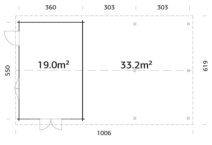 Palmako Gartenhaus Irene 19,0+33,2 m² - 44 mm