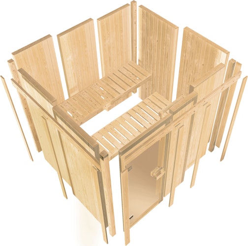 Karibu Sauna Avari 1 Superior mit Fronteinstieg 68 mm - 230 Volt Plug & Play inkl. gratis Sauna-Zubehörset im Wert von 234,94 €