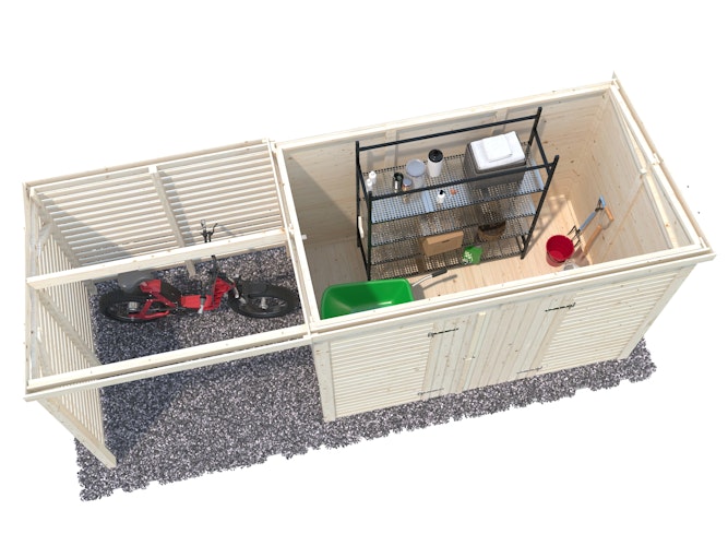 Palmako Gerätehaus Leif 4,5 m² + 2,9 m² Anbau - 16 mm