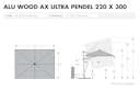 Vorschaubild doppler Pendelschirm ALU WOOD 300 x 220, Aluminium Esche-Optik / 100 % Polyester 180 g/m²