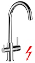 Vorschaubild NIEDERDRUCK 3 Wege Wasserhahn Küchenarmatur, FL, mit 360° schwenkbarem U-Auslauf