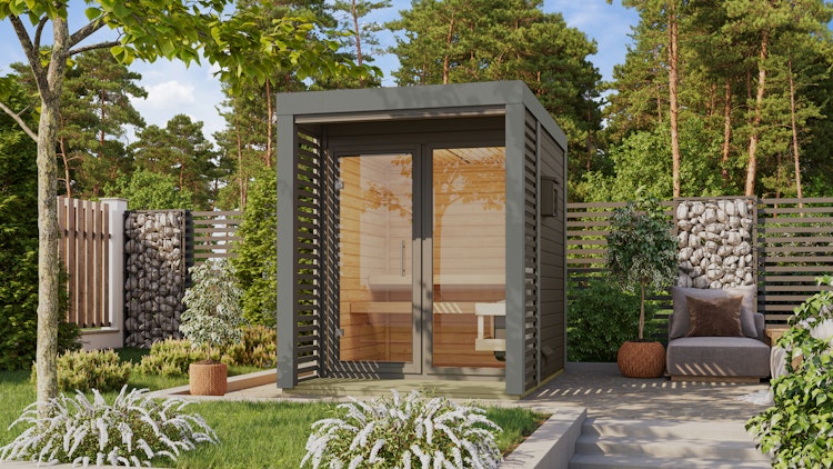 Karibu Saunahaus Ares 1 - Hybridhaus mit Metallrahmen - 38 mm inkl. gratis Sauna-Zubehörset im Wert von 234,94 €