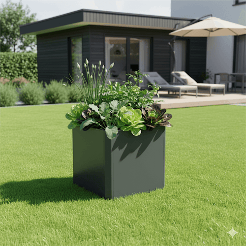 Premium Hochbeet aus Stahl anthrazit 80 x 80 x 75 cm