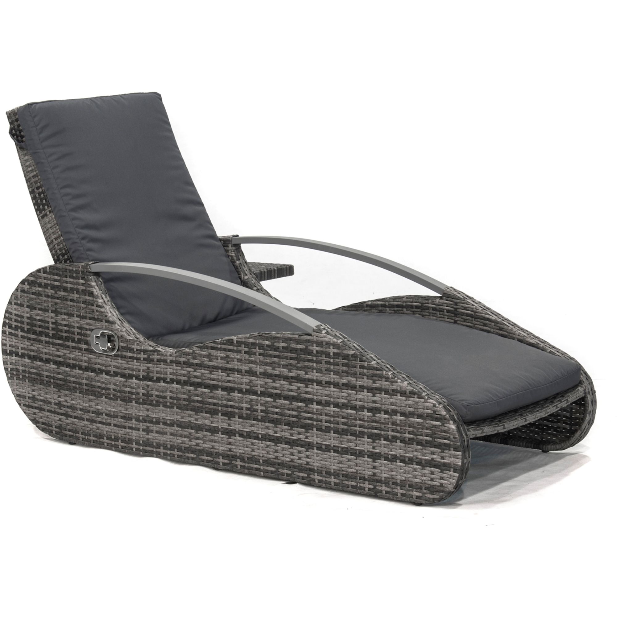 Garden Pleasure Lounger ALASSIO, Polyrattan Schilfgrau / Kissen 100 % Polyester Anthrazit