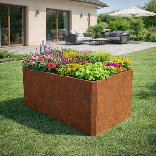 Premium Hochbeet aus Cortenstahl mit Rostpatina 120 x 80 x 75 cm