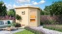 Vorschaubild Karibu Gartensauna Pultdach Saunahaus Mikka mit Eckeinstieg naturbelassen inkl. gratis Sauna-Zubehörset im Wert von 234,94 €