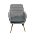 Vorschaubild Garden Pleasure Gartenmöbel Set OAKLAND / RAPALLO, Tisch 200 x 100 + 4 Sessel, Akazie / Polyrattan Grau / Kissen 100 % Polyester Dunkelgrau