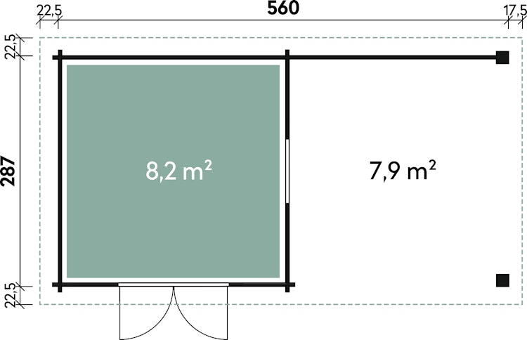 Wolff Finnhaus WPC Gartenhaus Trend D+ mit Lounge-Anbau - 28 mm