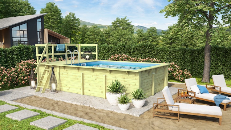 Karibu Rechteck Pool Gr. 2 - 350 x 440 cm - kesseldruckimprägniert