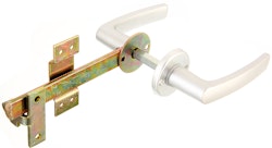 Alberts® Flechtzaun-Einzeltorverschl.,gelb vz,Drücker und Rosette aus Alu,Länge 170 mm 