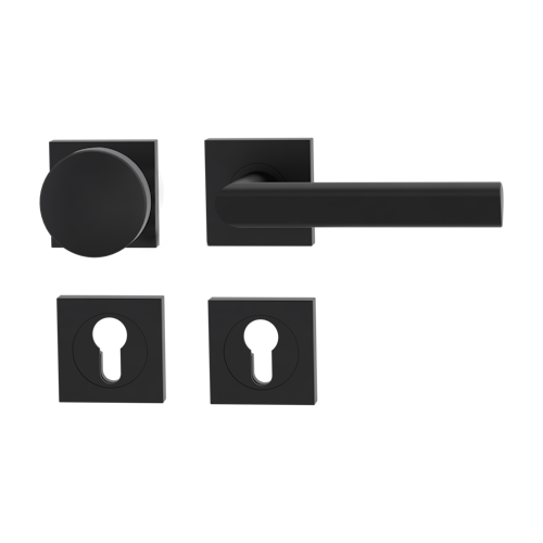 Griffwerk Wechselgarnitur TRI 134 Schraubtechnik GK3 Rosetten eckig Knopf R2 Graphitschwarz R