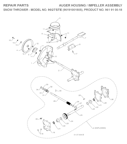 Husqvarna Schneefräsen/Fräsen 96191001805 9027STE