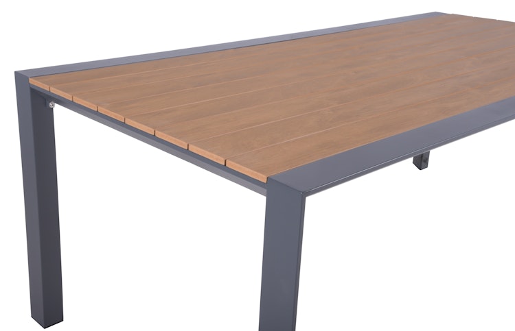 Garden Pleasure Gartenmöbel Set SILEA / RANA 01, Tisch 200 x 100 + 4 Stapelsessel, Aluminium / Nonwood / Kunststoffgewebe