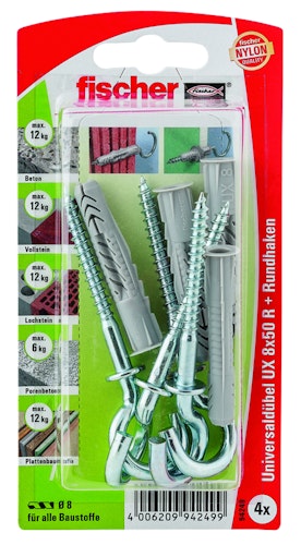 FISCHER Universaldübel UX 8x50 RH K (4 Stück)
