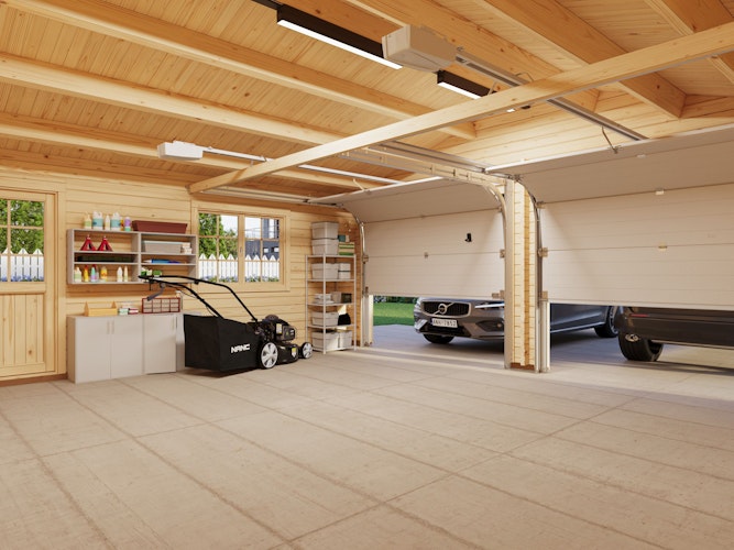 Palmako Garage Roger 28,4 m² - 44 mm - mit Sektionaltoren