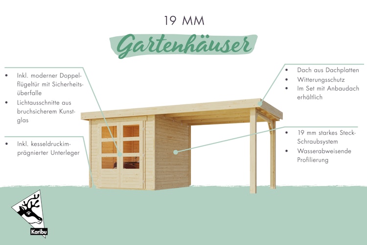 Karibu Gartenhaus Timmo - 19 mm inkl. gratis Expressversand