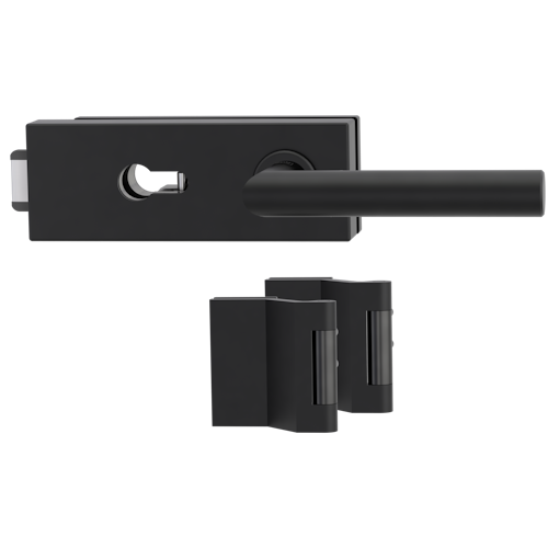 Griffwerk PURISTO S -Graphitschwarz Ganzglastürbeschlagset -3-teiliger Bandsatz -mit Griff LUCIA GSC -PZ