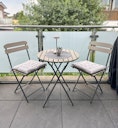 Vorschaubild Garden Pleasure Balkon-Set LUGO, Klapptisch Ø 60 + 2 Klappstühle, Stahl Dunkelgrau / Nonwood Grau