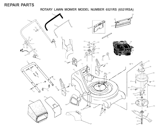Husqvarna Rasenmäher gelegentliche Nutzung 6521 RS A, 6522 RR A, 954222732, 2001-01