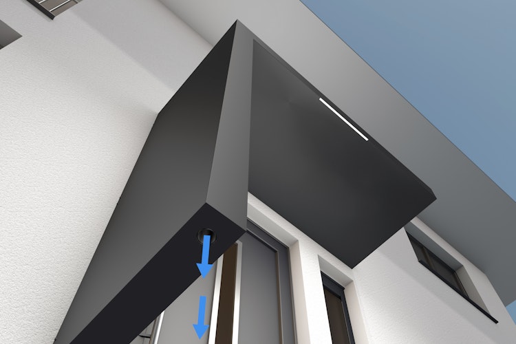 Gutta Rechteckvordach BS Plus 300 Sondermaß inkl. Seitenteil  (neues Modell)