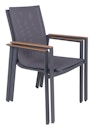 Vorschaubild Garden Pleasure Gartenmöbel Set RANA / SILEA 03, Tisch 200 x 100 + 6 Stapelsessel, Alu Anthrazit / Keramik Silbereiche / Kunststoffgewebe Dunkelgrau