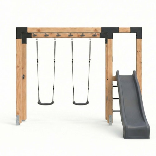 EXIT Holz-Monkeybar Linea Robust 110 mit Doppelschaukel, Rutsche und Reckstange