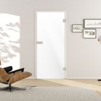 Griffwerk Glasdrehtür (VSG) PIANO WHITE VSG PURE WHITE weiß blickdicht 834x1972x8.8mm Studio/Office DIN L/R