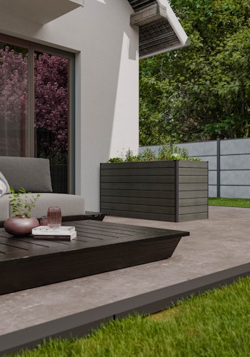 GroJa Solid Rhombus Stecksystem Hochbeet 150 x 70 x 79 cm  Steingrau co-extrdiert