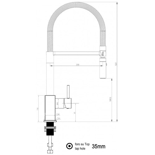 Wasserhahn Küchenarmatur, QU, mit 360° schwenkbarem Auslauf, abnehmbare 2 strahl Handbrause, Verchromt